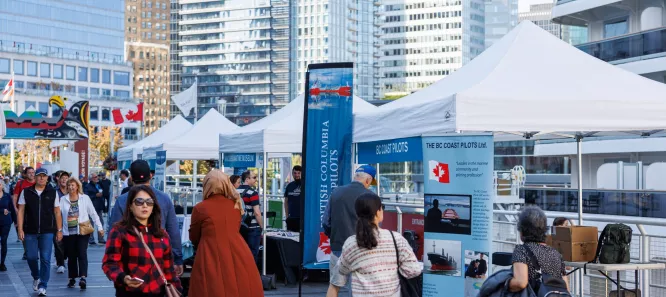 People walking at Canada Place during an event