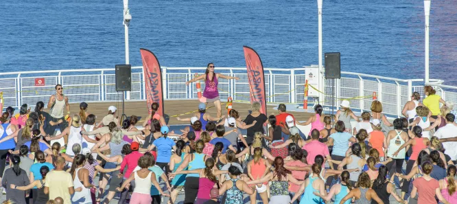 People doing Zumba at Canada Place